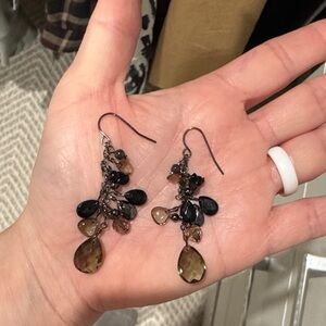 Elegant Black and Brown Dangle Earrings